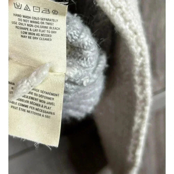 Sleeping On Snow Sweater Medium Cable Knit Elbow Patch Cream and Gray M - Picture 6 of 9